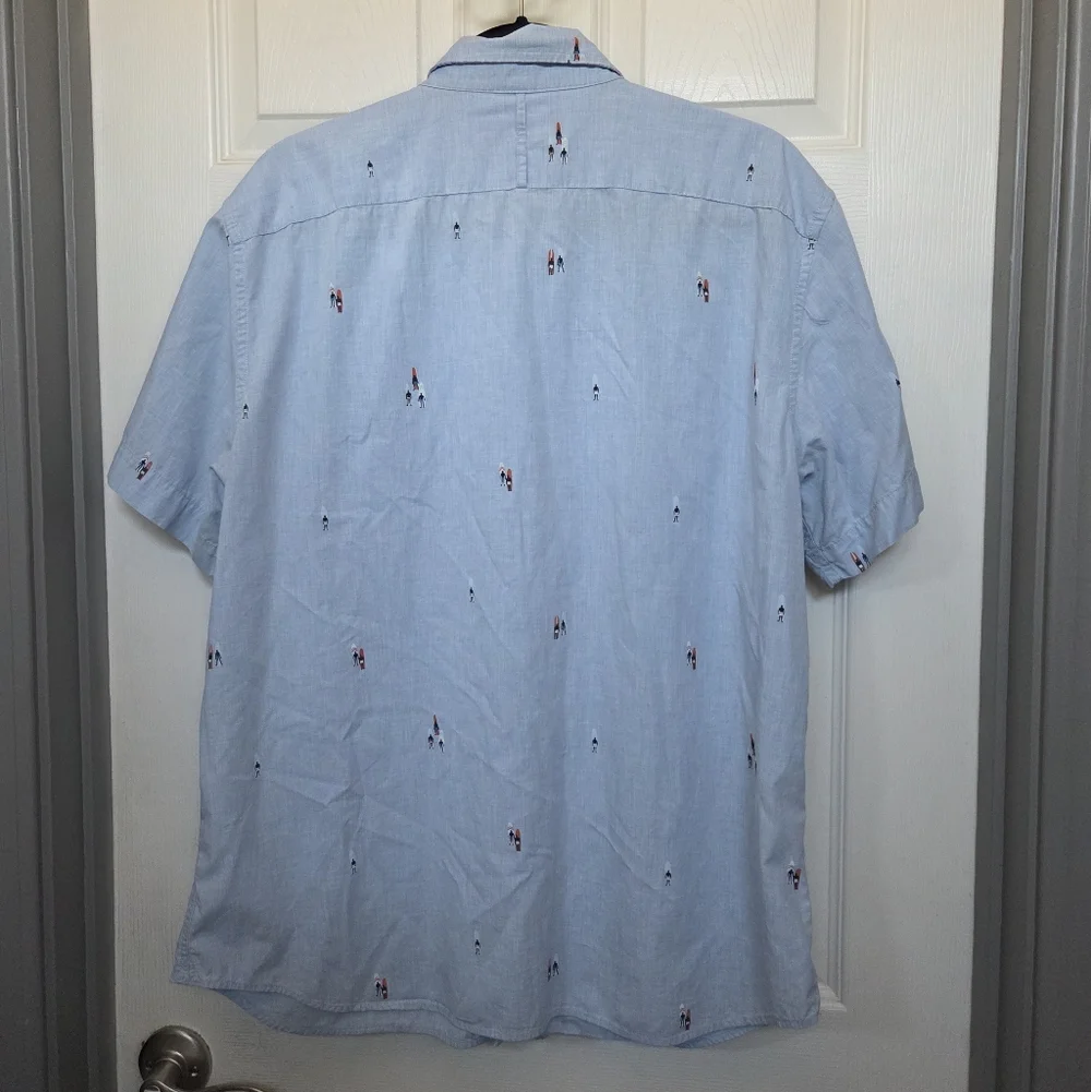 Banana Republic Men's Luxe Poplin Slim Fit 100% Cotton Mini Surfer Graphic Shirt